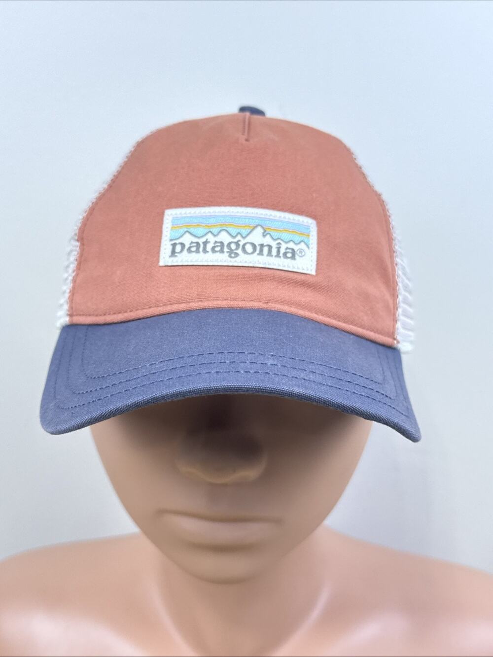 Patagonia Snapback Adjustable Baseball Cap Layback Trucker Hat Mesh Coral White